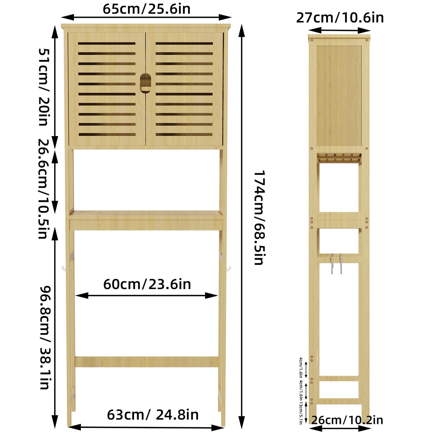 Over Toilet Storage Cabinet Tall Bathroom Organizer With Adjustable Shelves