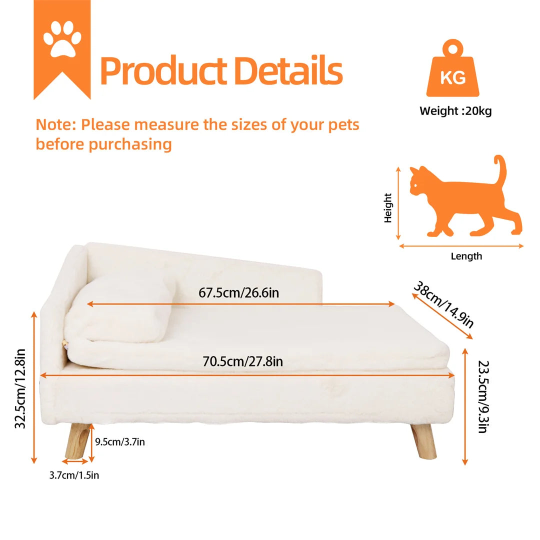 BINGOPAW L Shaped Dog Sofa Bed Cushion with Wooden Legs