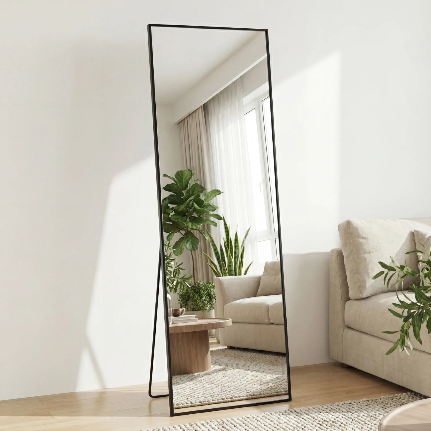 JHK Full Length Mirror With Stand Aluminum Frame For Bedroom