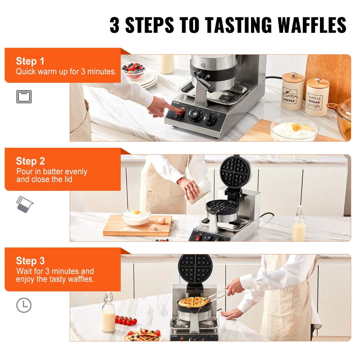 SucceBuy Electric Waffle Maker Stainless Steel Nonstick Waffle Iron