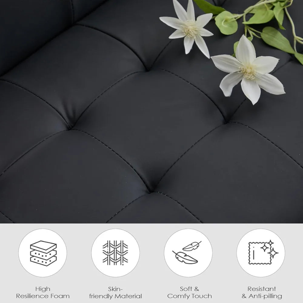 Accent Chair Set of 2 Tufted Black Arm Chairs With Storage