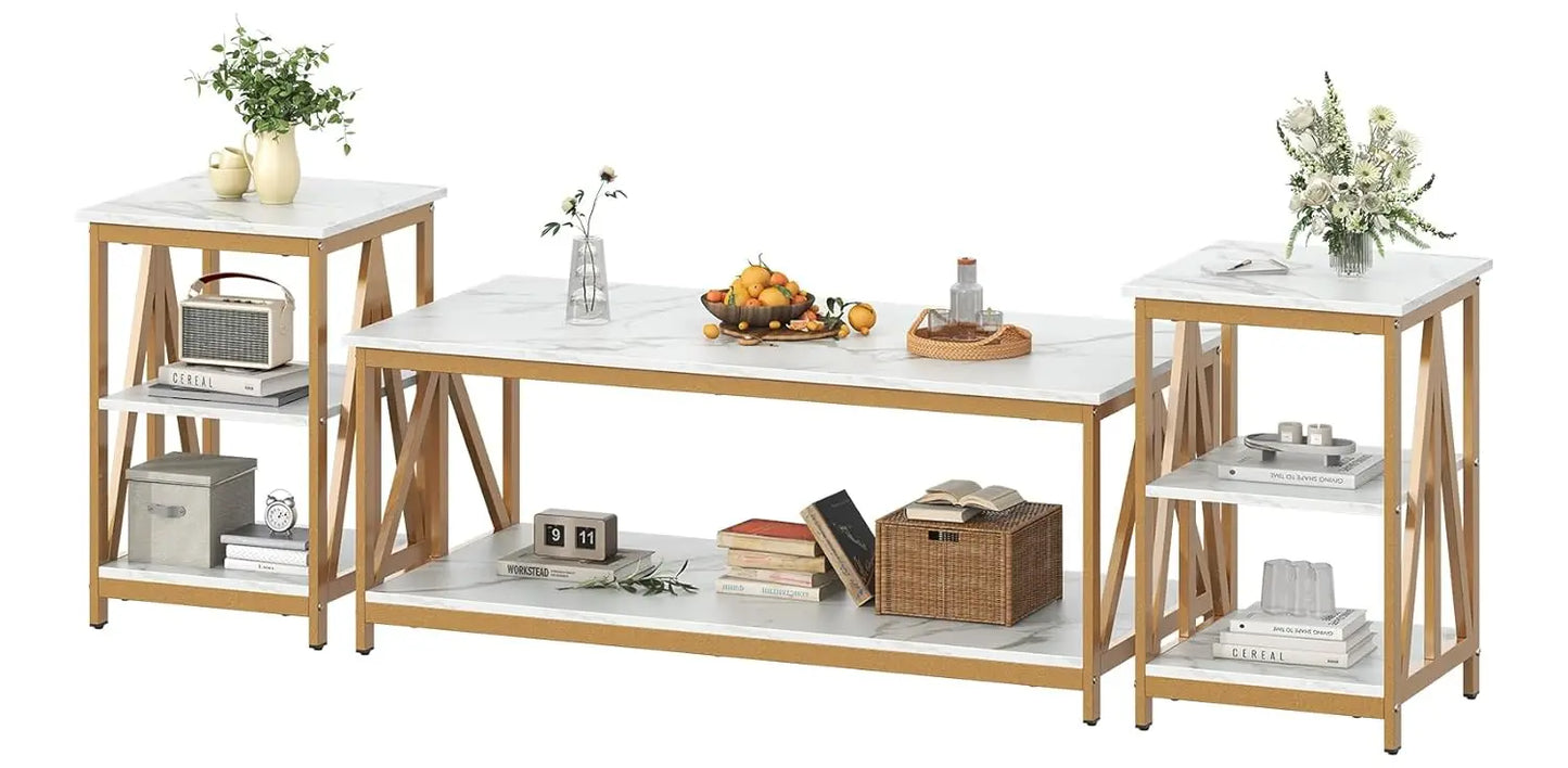 Industrial X-Design Coffee Table Set Of 3 For Living Room