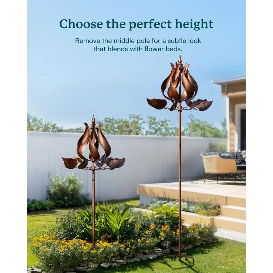 XMSJ Outdoor Tulip Metal Wind Spinners Garden Decor