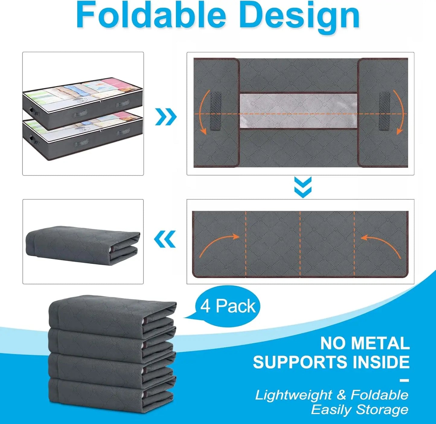 Foldable Under Bed Storage Containers For Linen And Clothing