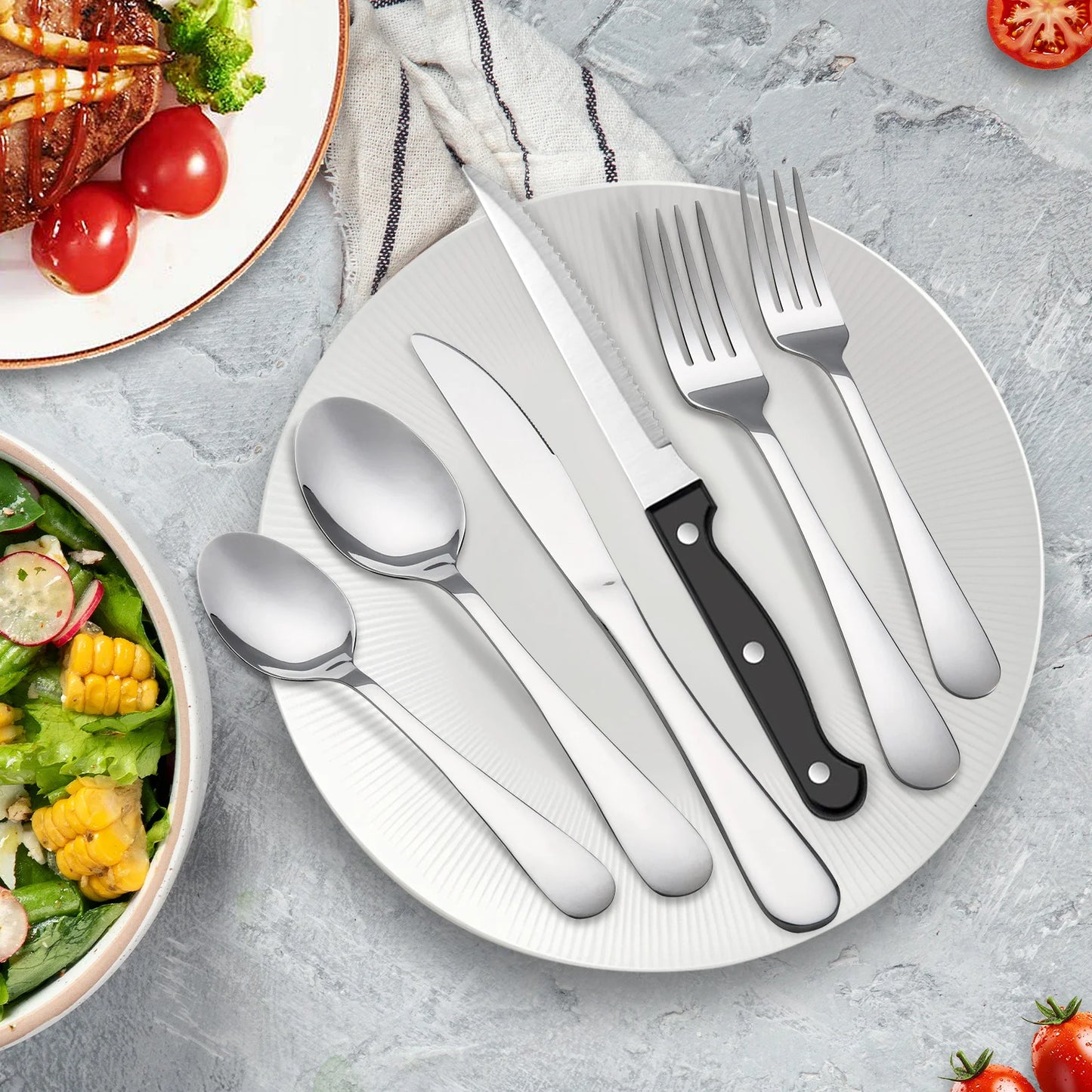 HanSmart 24 Piece Stainless Steel Flatware Set Service For 4