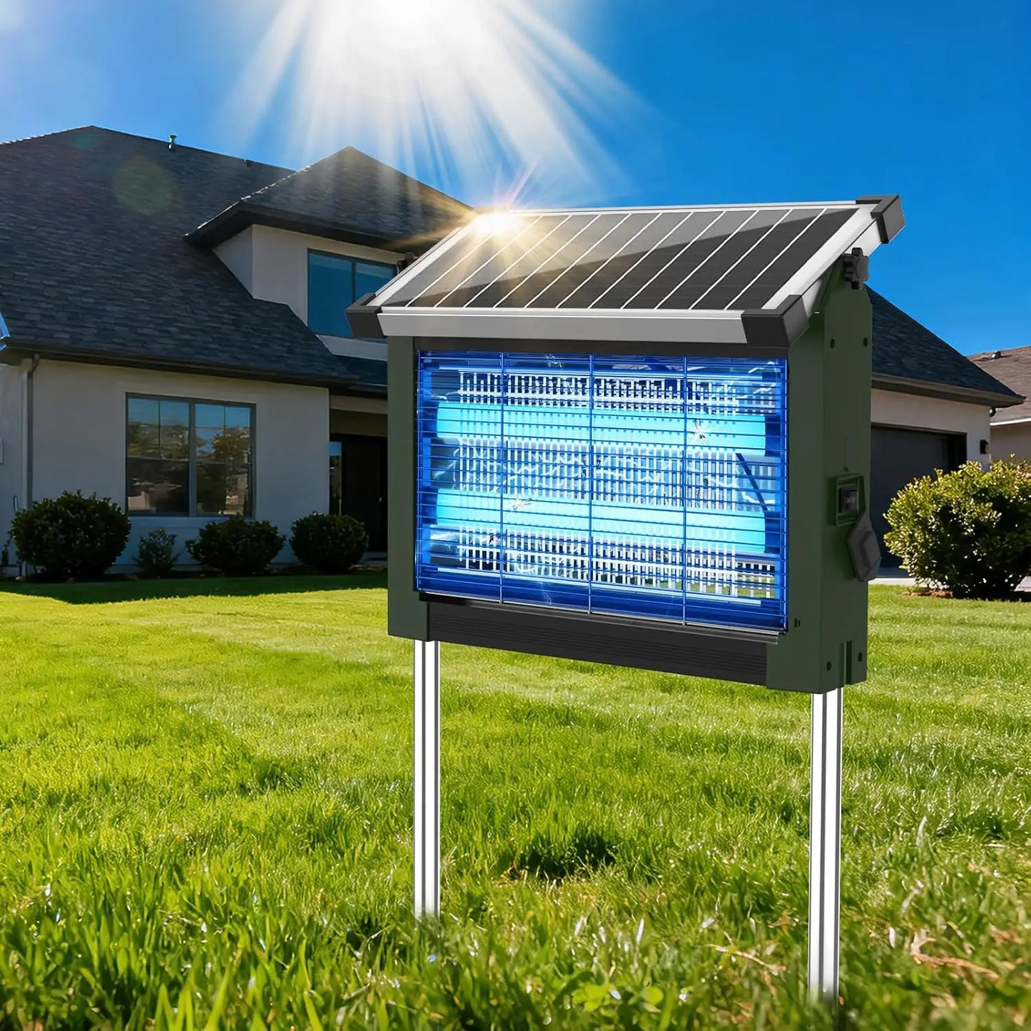 Solar Bug Zapper 4500V Waterproof Outdoor Mosquito Trap For Garden