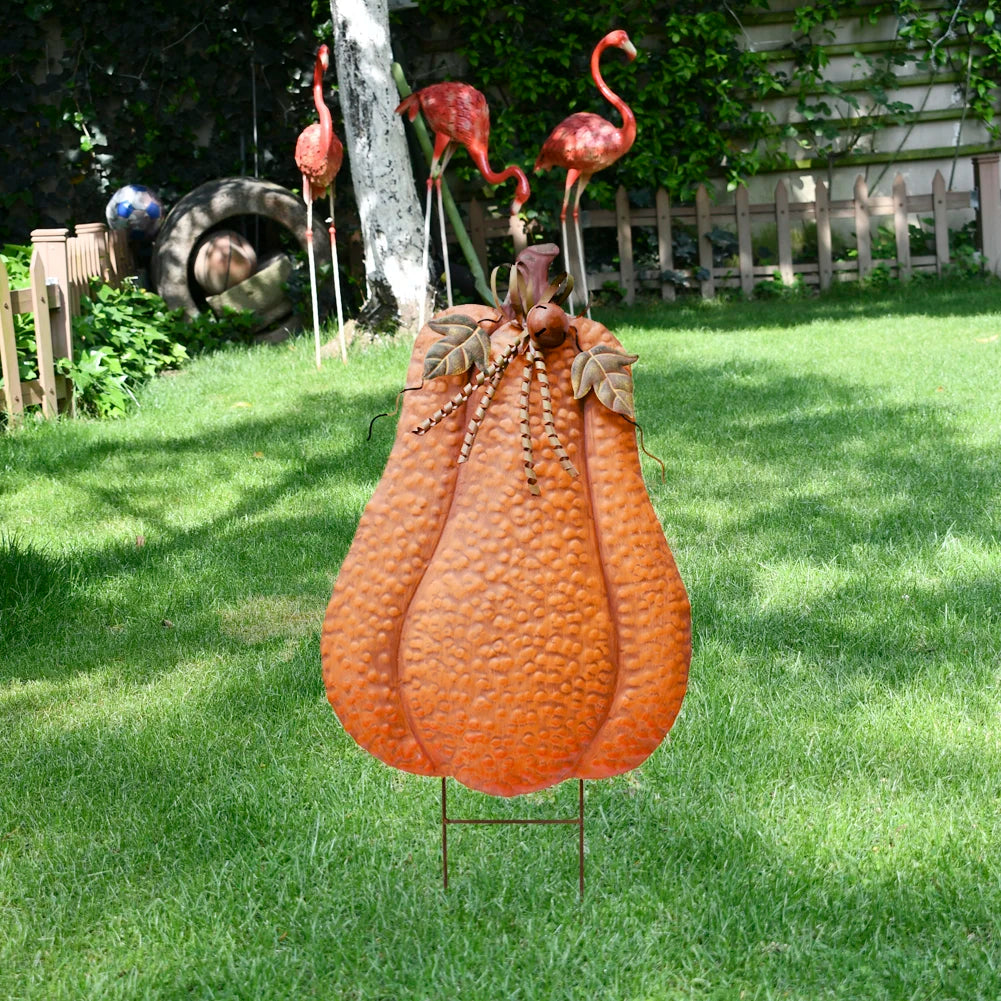 Metal Pumpkin Yard Stakes Set For Fall Decor Halloween Outdoor