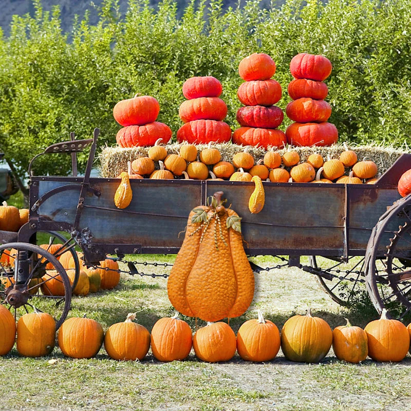 Metal Pumpkin Yard Stakes Set For Fall Decor Halloween Outdoor