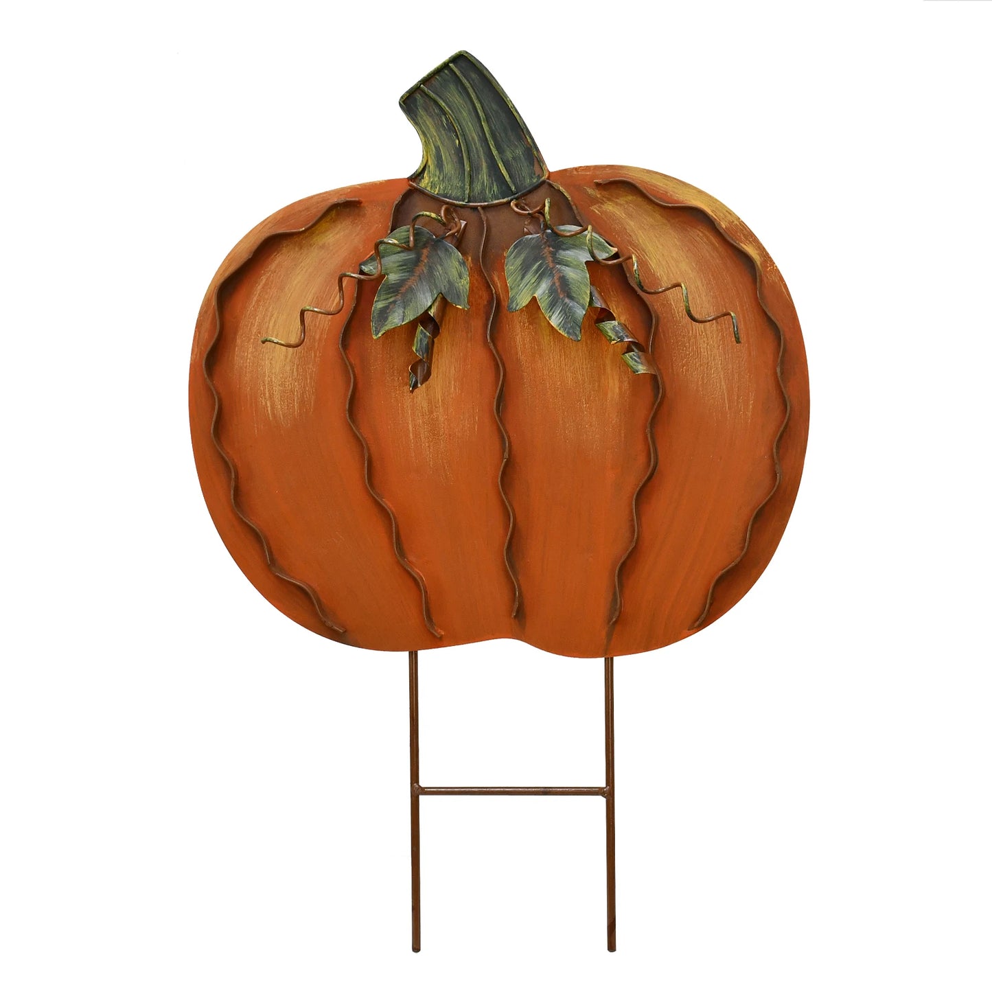 Metal Pumpkin Garden Stakes Set for Autumn Yard Decor