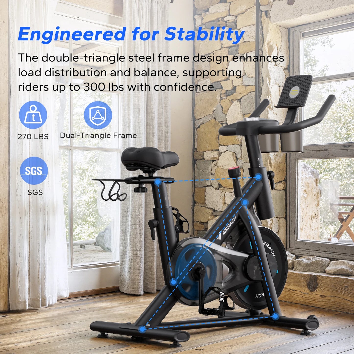 MERACH Magnetic Indoor Exercise Bike With Exclusive App