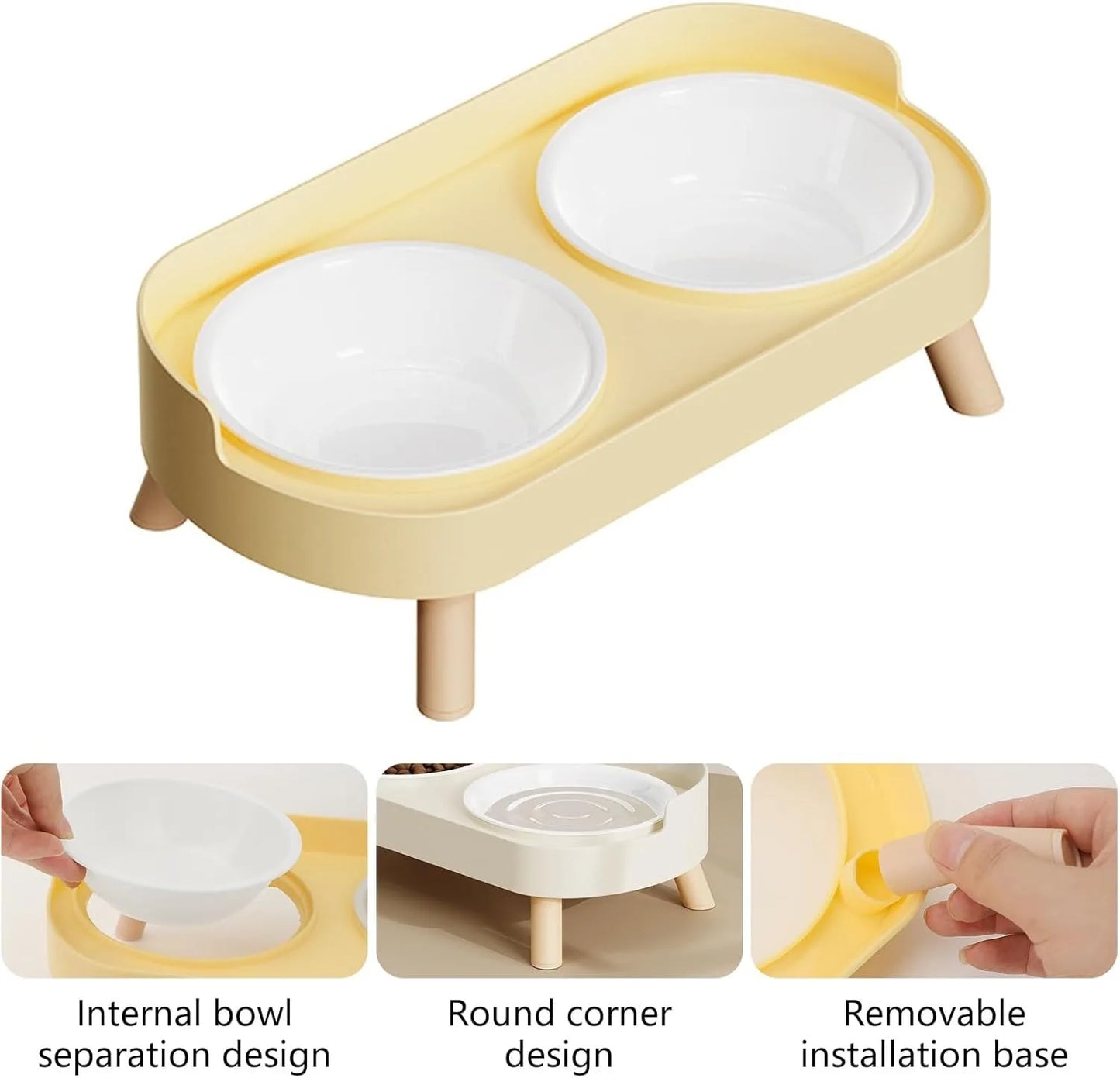 Elevated Pet Bowl Set With Double Food And Water Stand