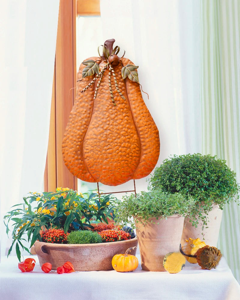 Metal Pumpkin Yard Stakes Set For Fall Decor Halloween Outdoor