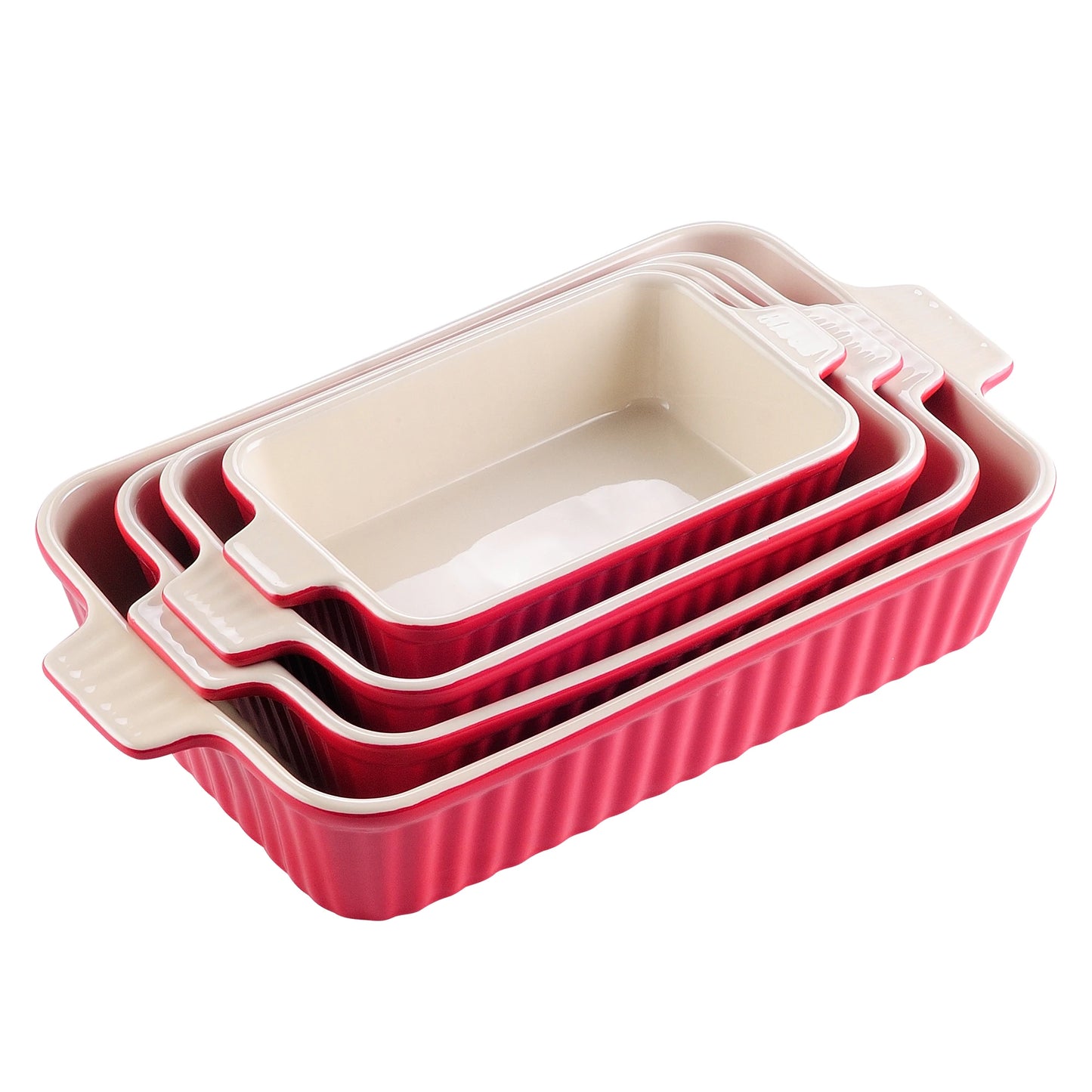 MALACASA 4 Piece Ceramic Handle Baking Dishes Set Oven Safe
