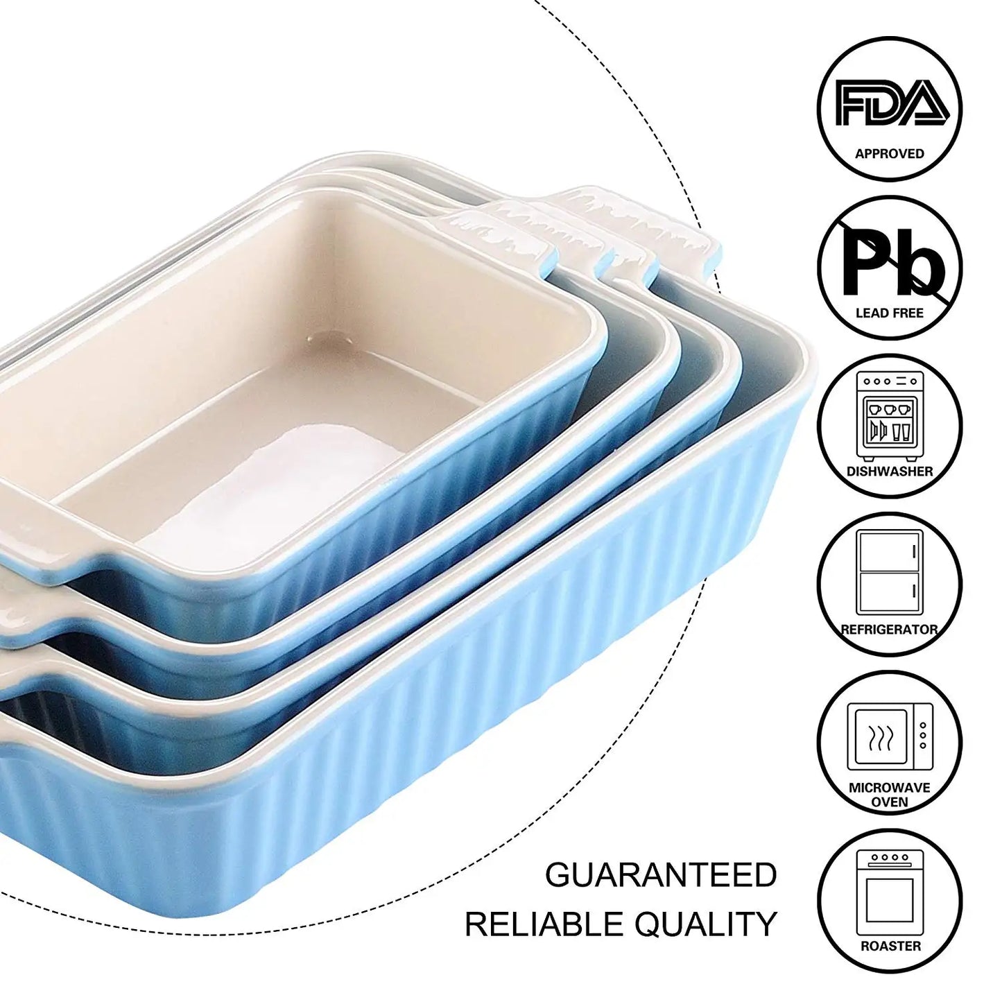 MALACASA 4 Piece Ceramic Handle Baking Dishes Set Oven Safe
