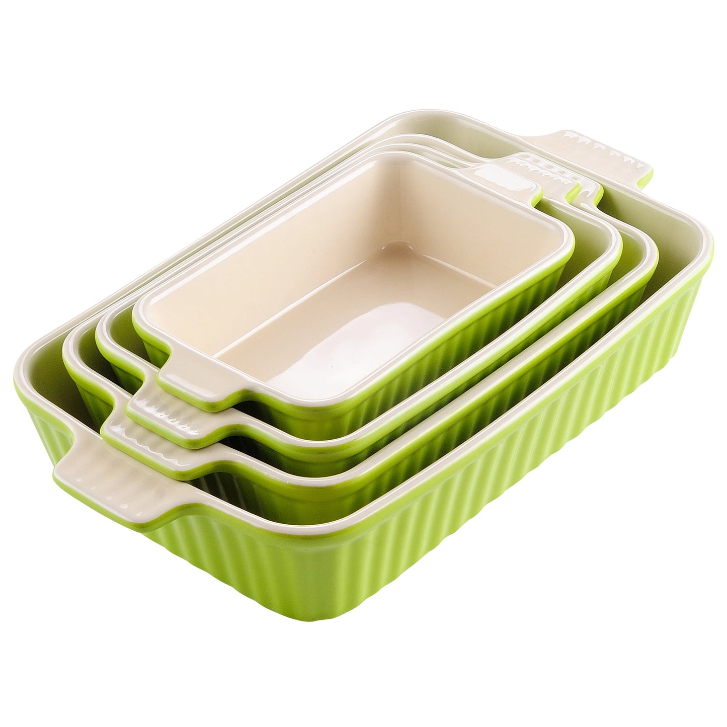 MALACASA 4 Piece Ceramic Handle Baking Dishes Set Oven Safe