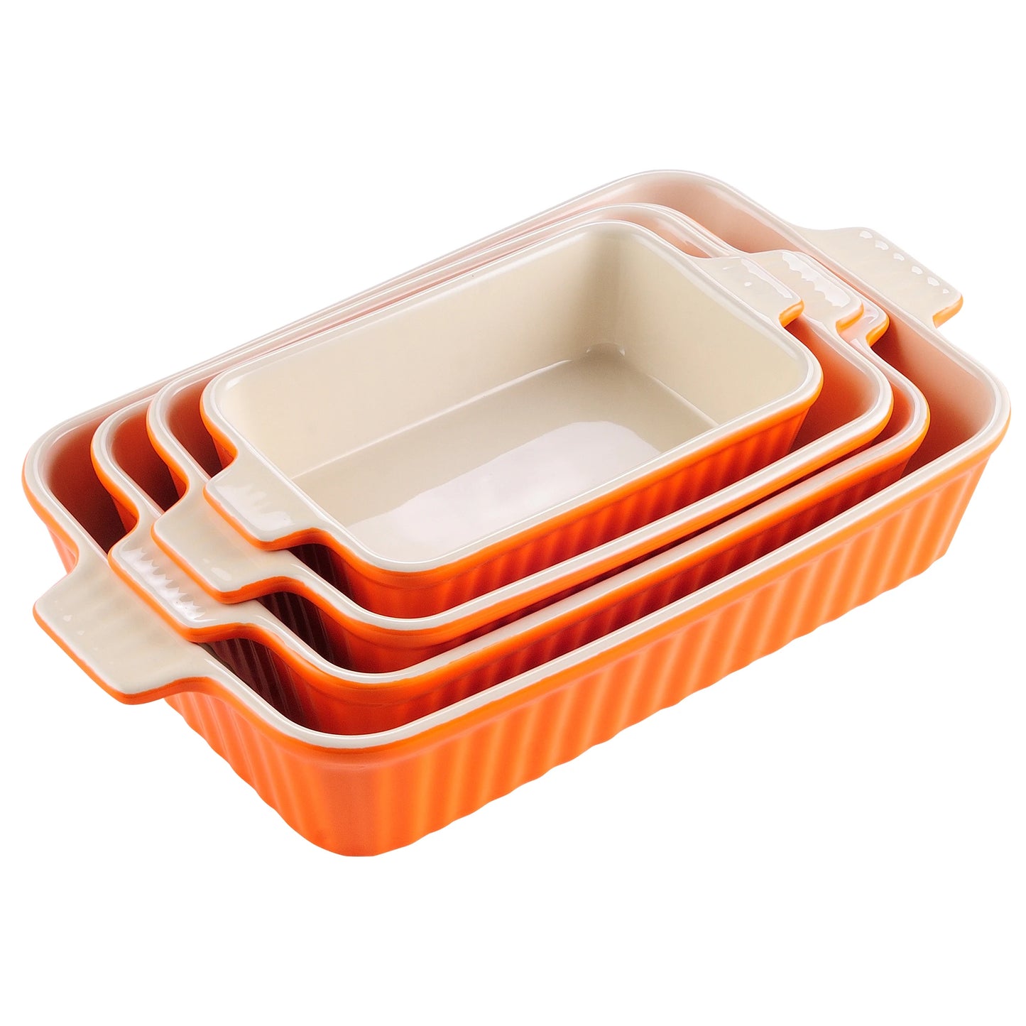 MALACASA 4 Piece Ceramic Handle Baking Dishes Set Oven Safe