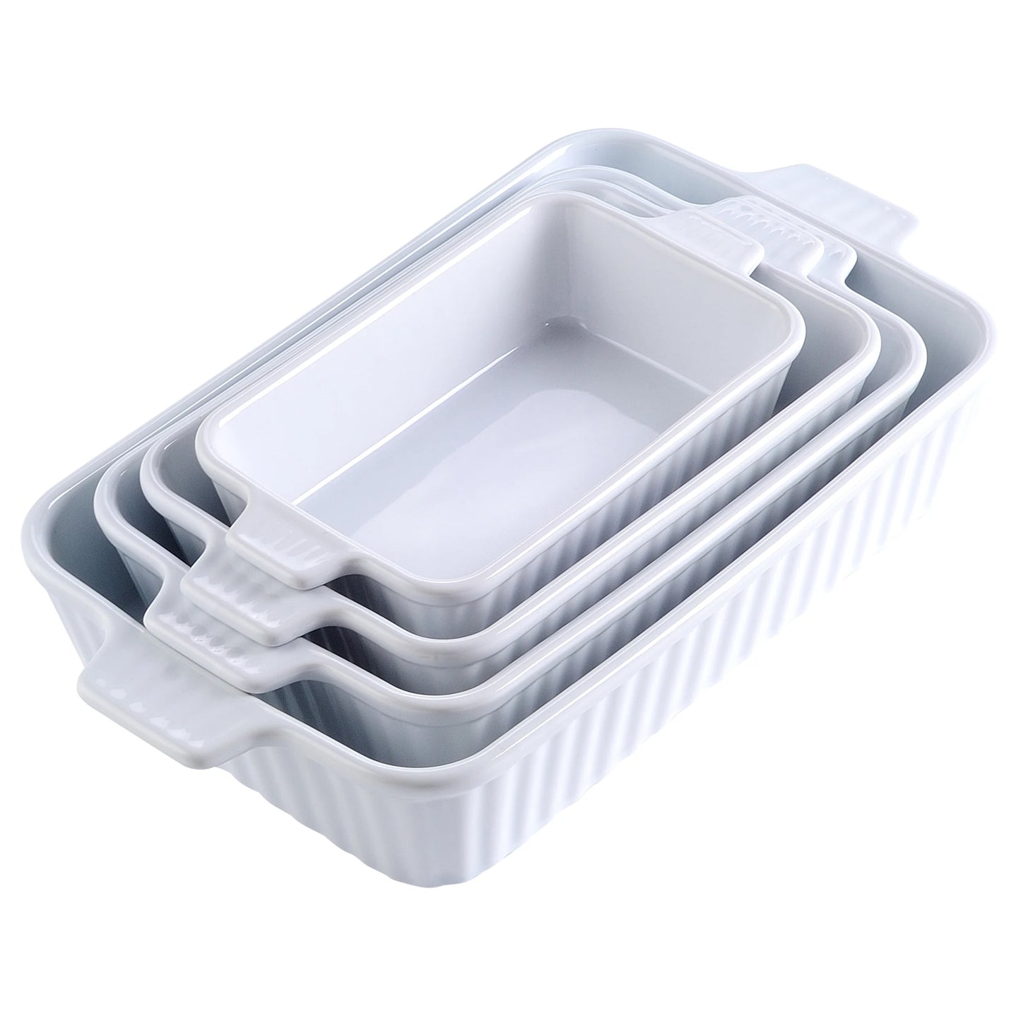 MALACASA 4 Piece Ceramic Handle Baking Dishes Set Oven Safe
