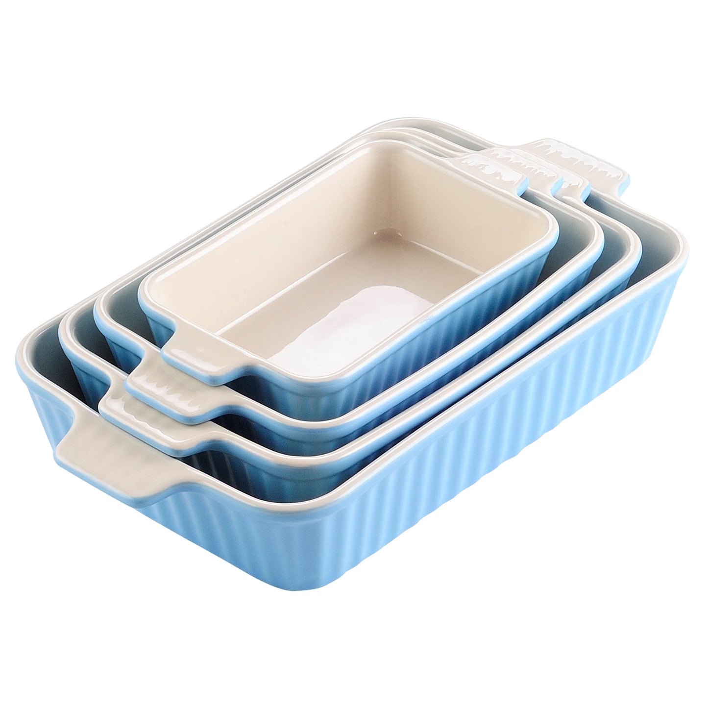 MALACASA 4 Piece Ceramic Handle Baking Dishes Set Oven Safe