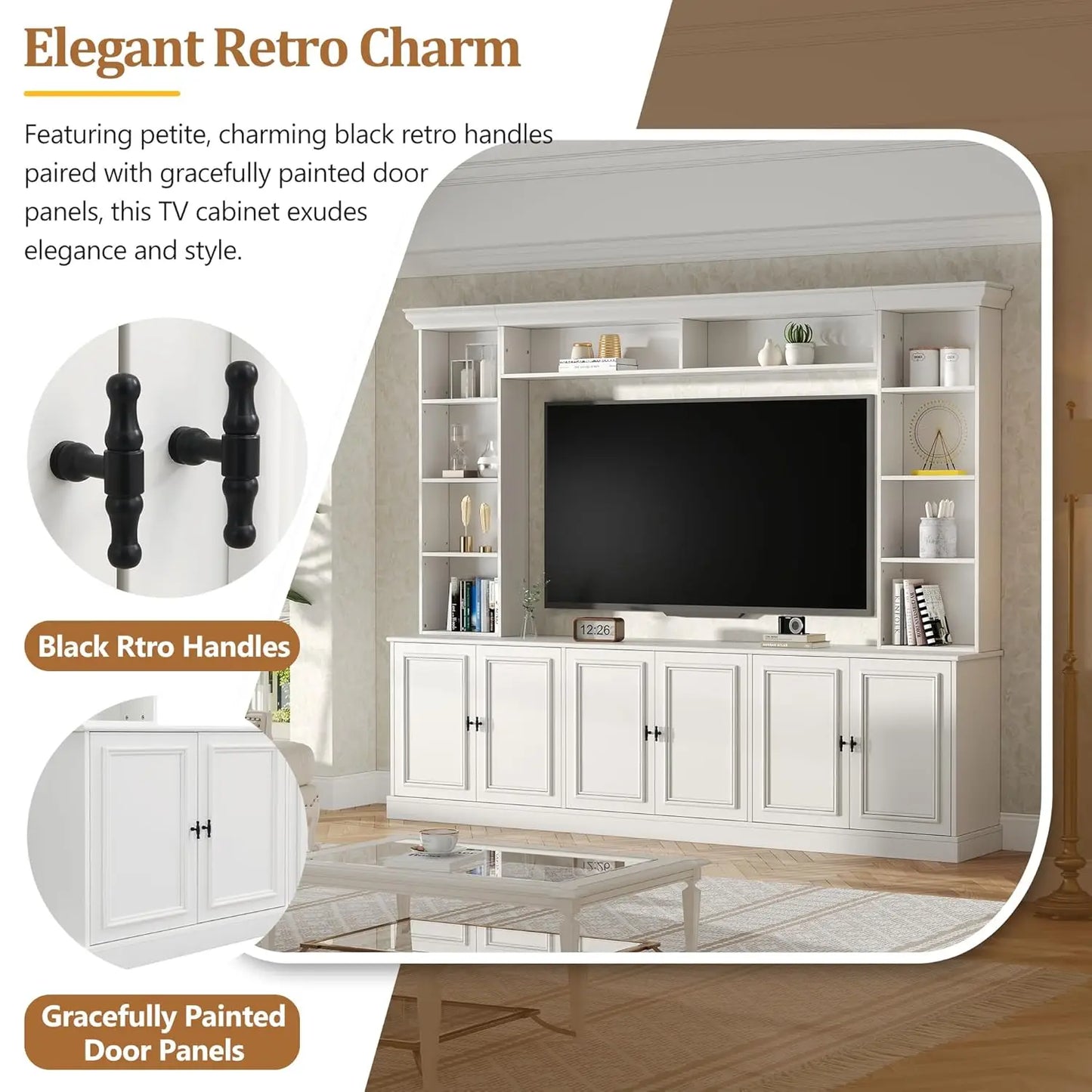 Modern Entertainment Center Wall Unit TV Stand With Bookshelves