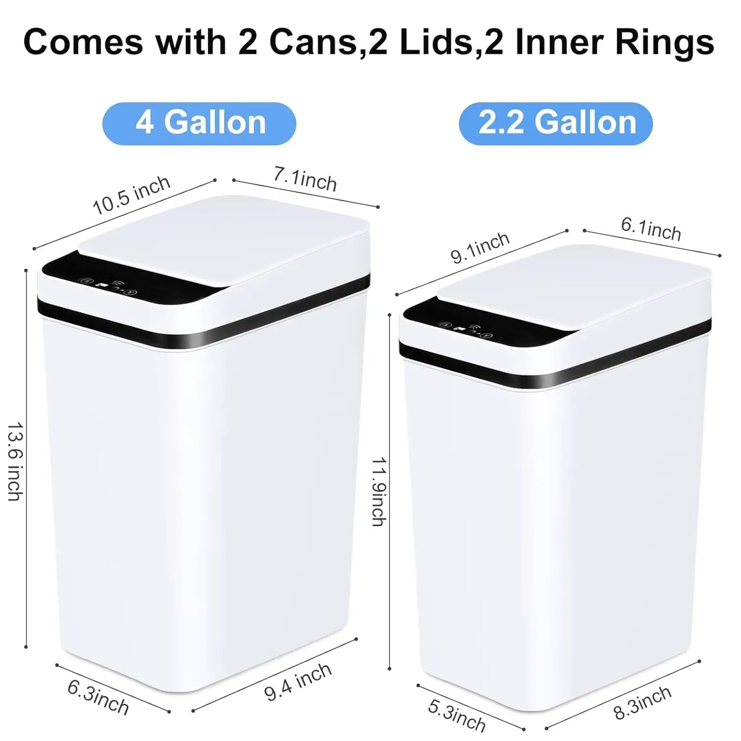 Two Pack Touchless Motion Sensor Trash Cans With Lid