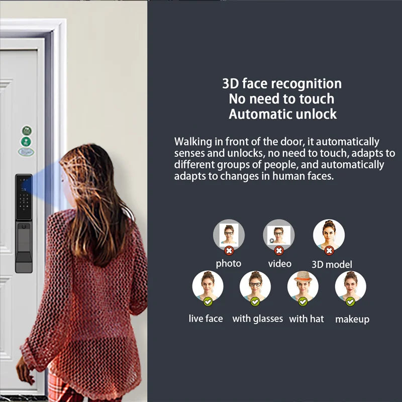 YKESDL Alexa Voice Control Smart Door Lock With Camera 3D Face Recognition