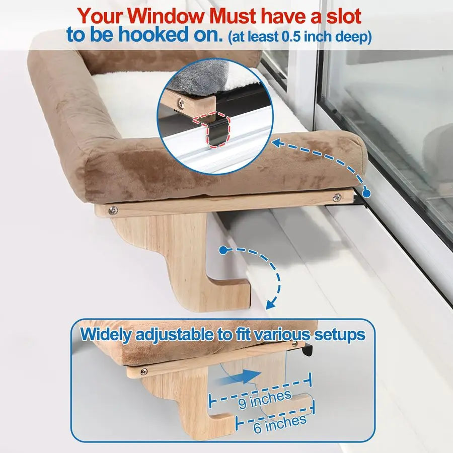 XMSJ Cat Window Perch With Bolster Orthopedic Hammock