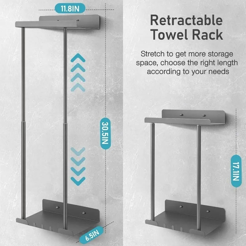 Stainless Steel Double Towel Rack Wall Mounted Bathroom Holder