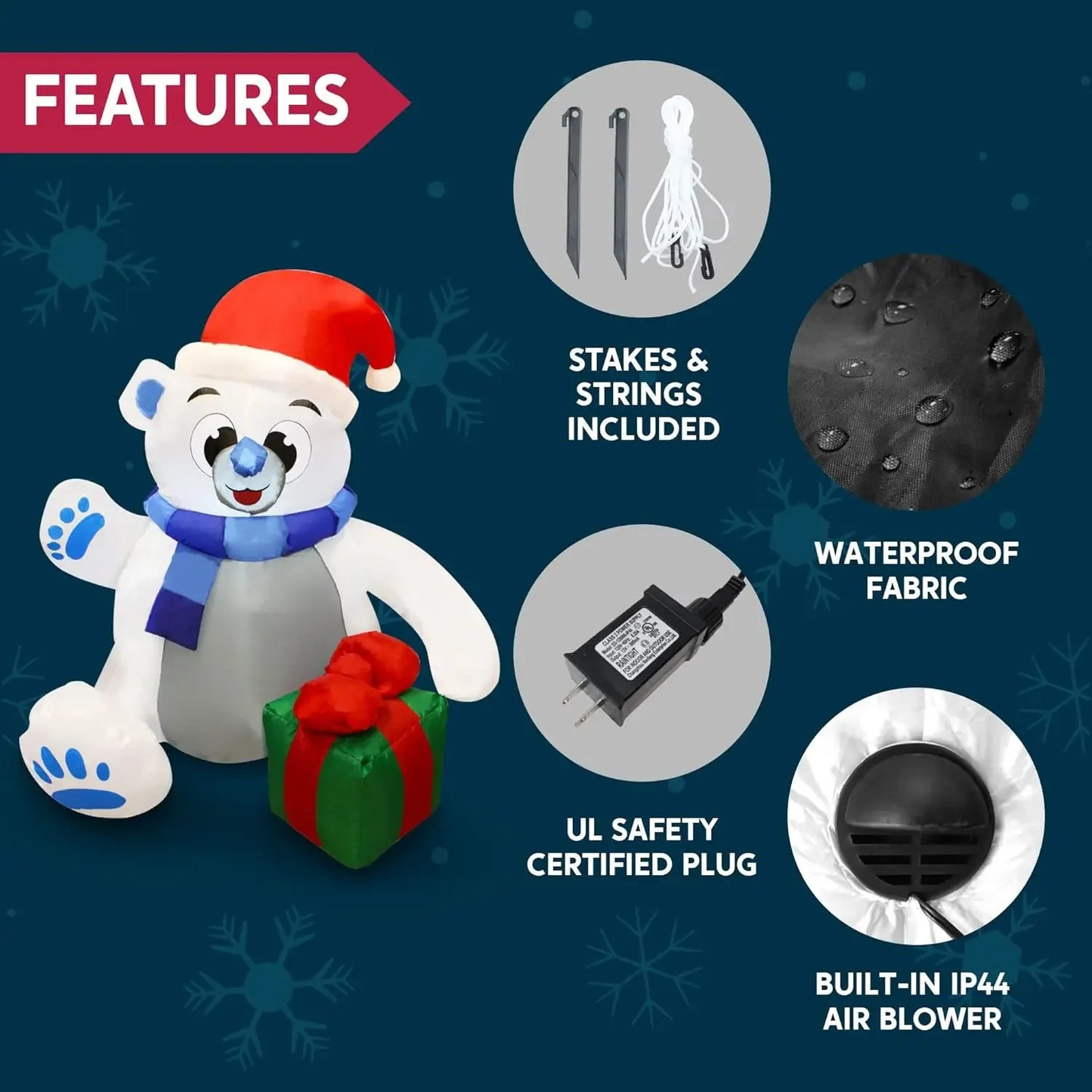 Joyfy Polar Bear LED Christmas Inflatable Outdoor Decoration