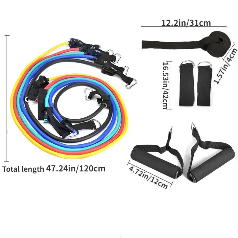 Multifunction Fitness Tension Rope 11-Piece Set for Full Body Training