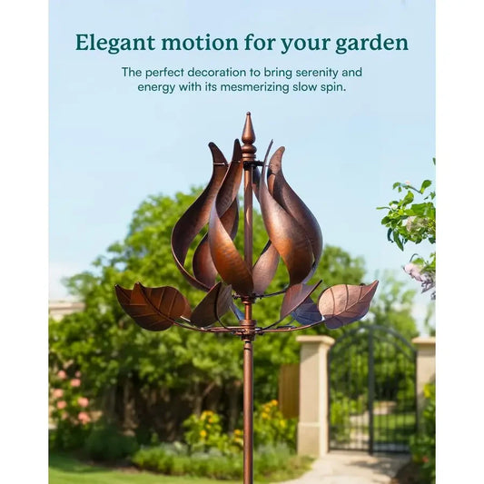 XMSJ Outdoor Tulip Metal Wind Spinners Garden Decor
