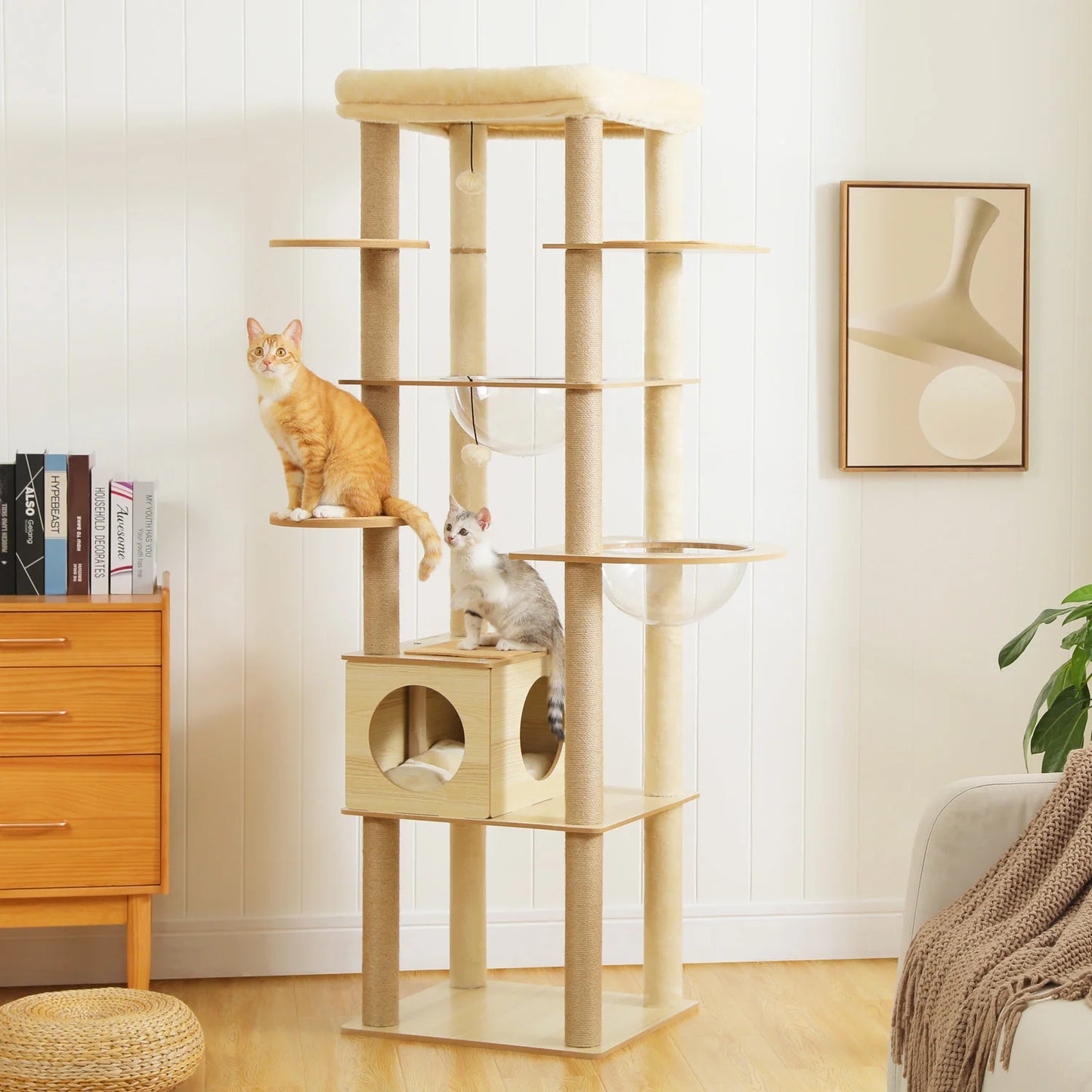 PAWZ Ro Multilevel Cat Tree Wood Tower With Scratching Posts