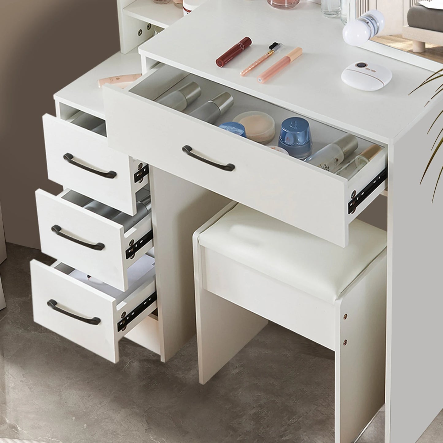 Yamissi Vanity Dressing Table Set With LED Mirror And Stool