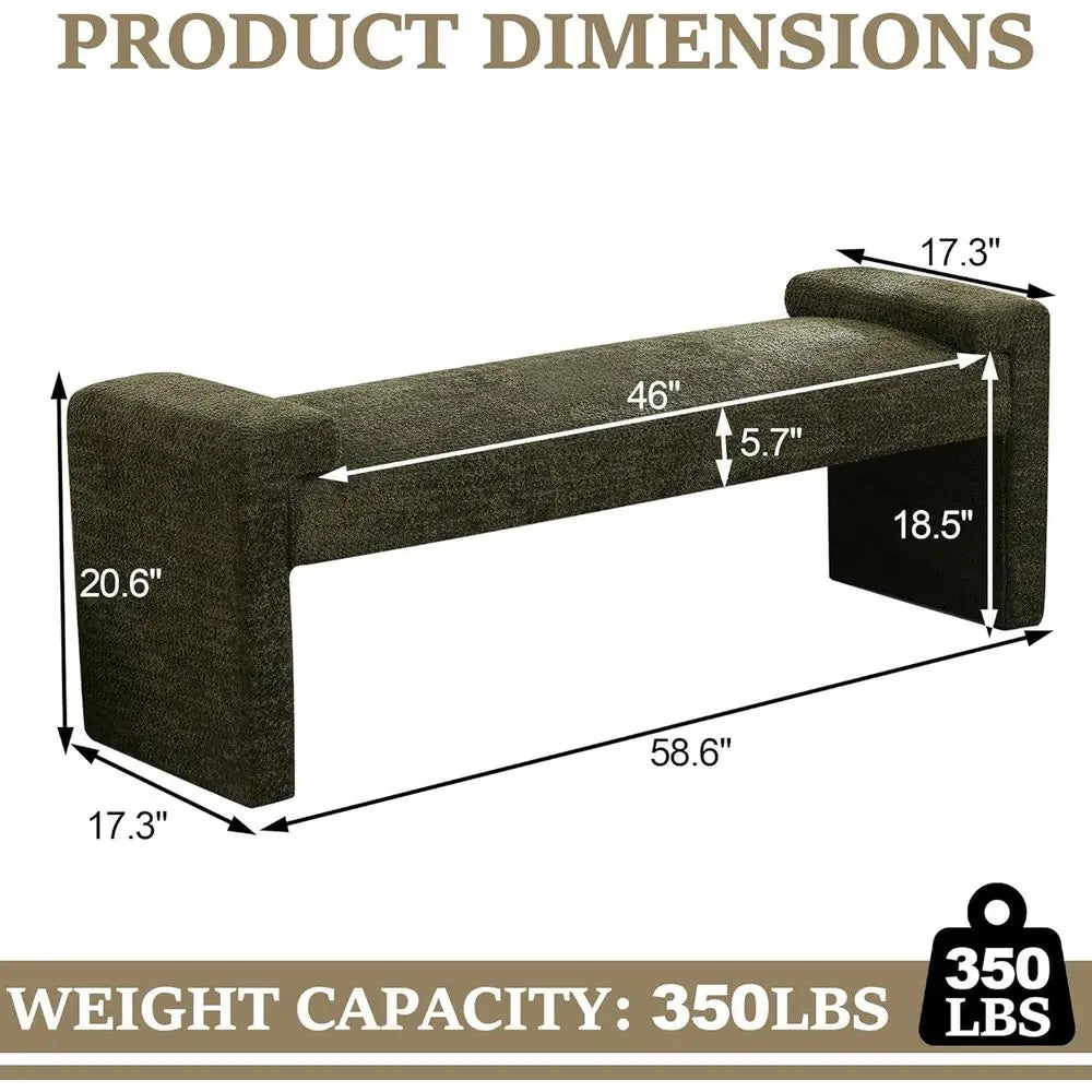 End of Bed Bench Upholstered Sherpa Ottoman, French Elegant Design