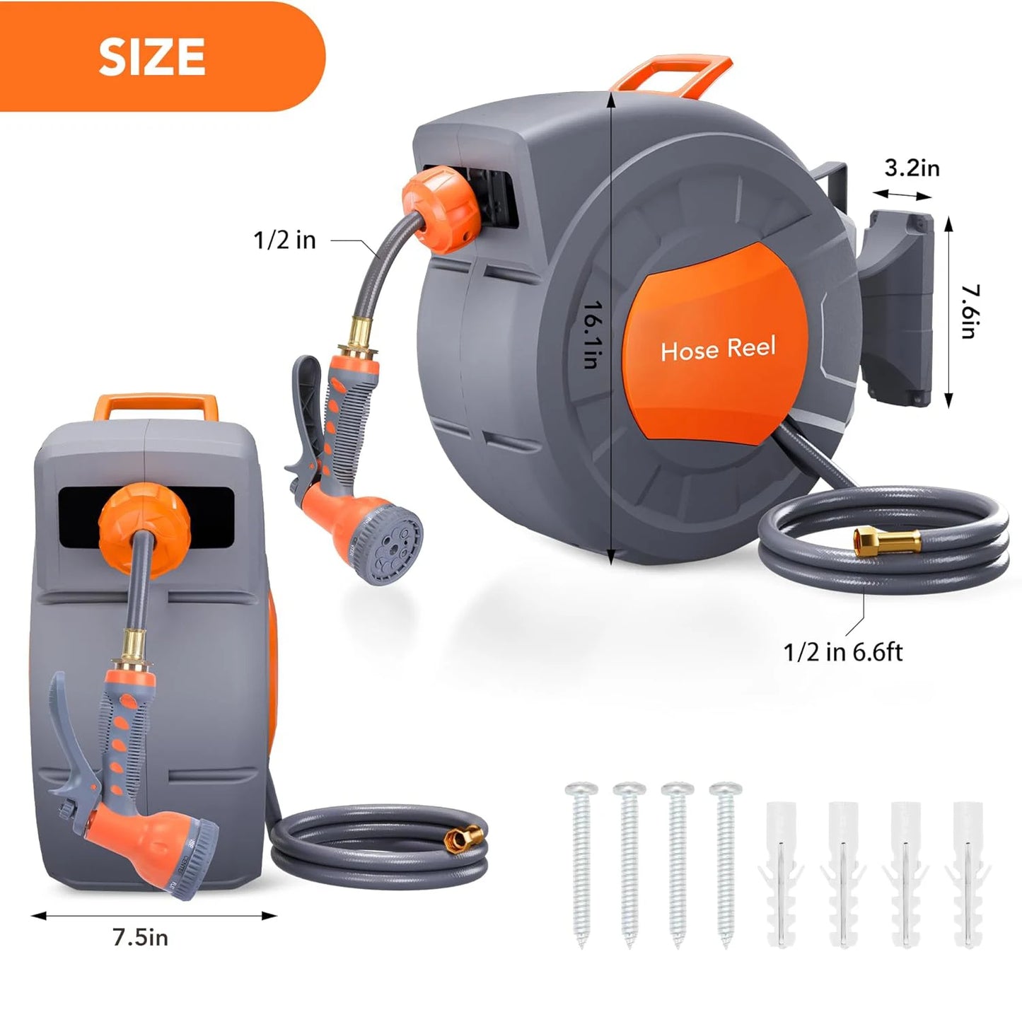Twister.CK Retractable Garden Hose Reel With 9 Function Sprayer