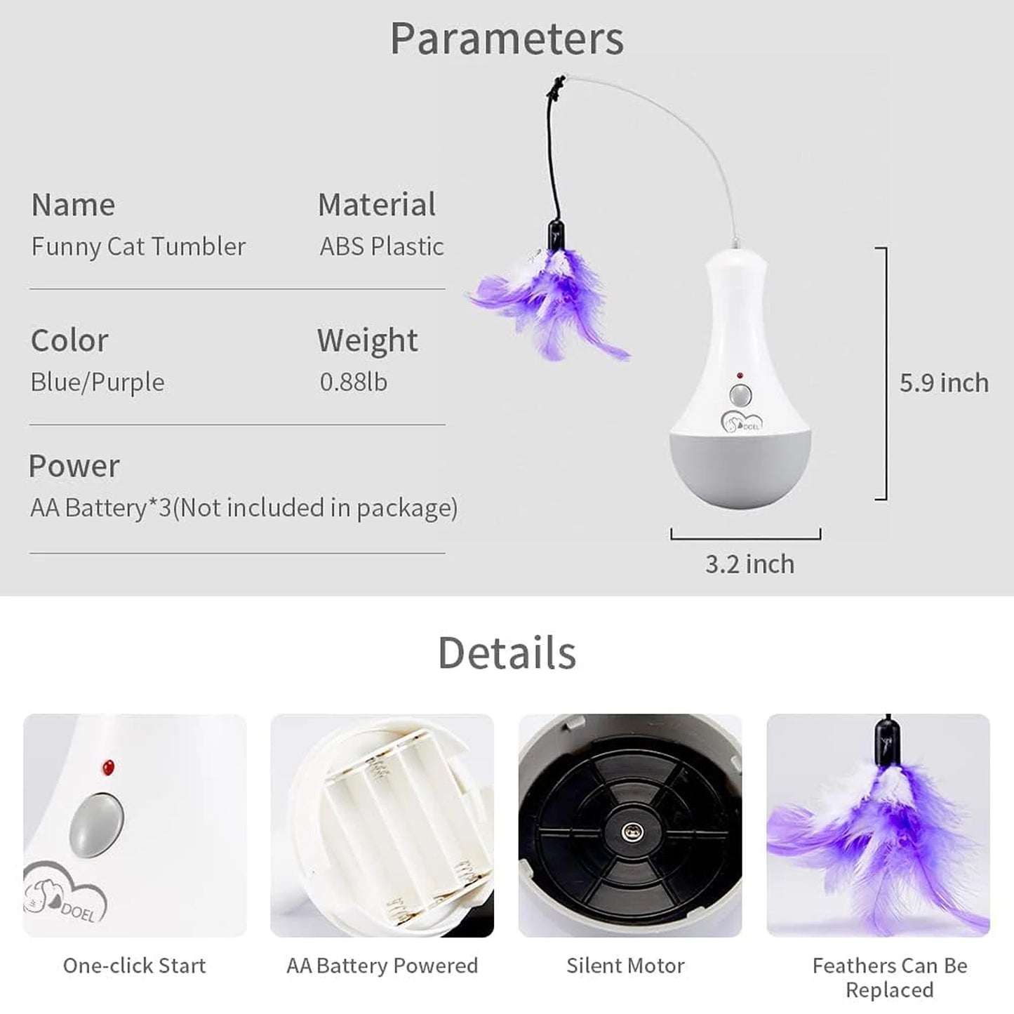 Cat Interactive Feather Toy Teaser With 360 Degree Rotation