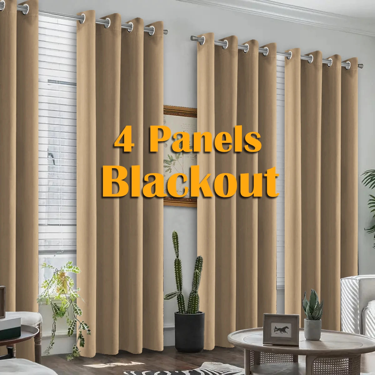 4-Piece Blackout Curtains Heat Insulated For Bedroom And Living Room