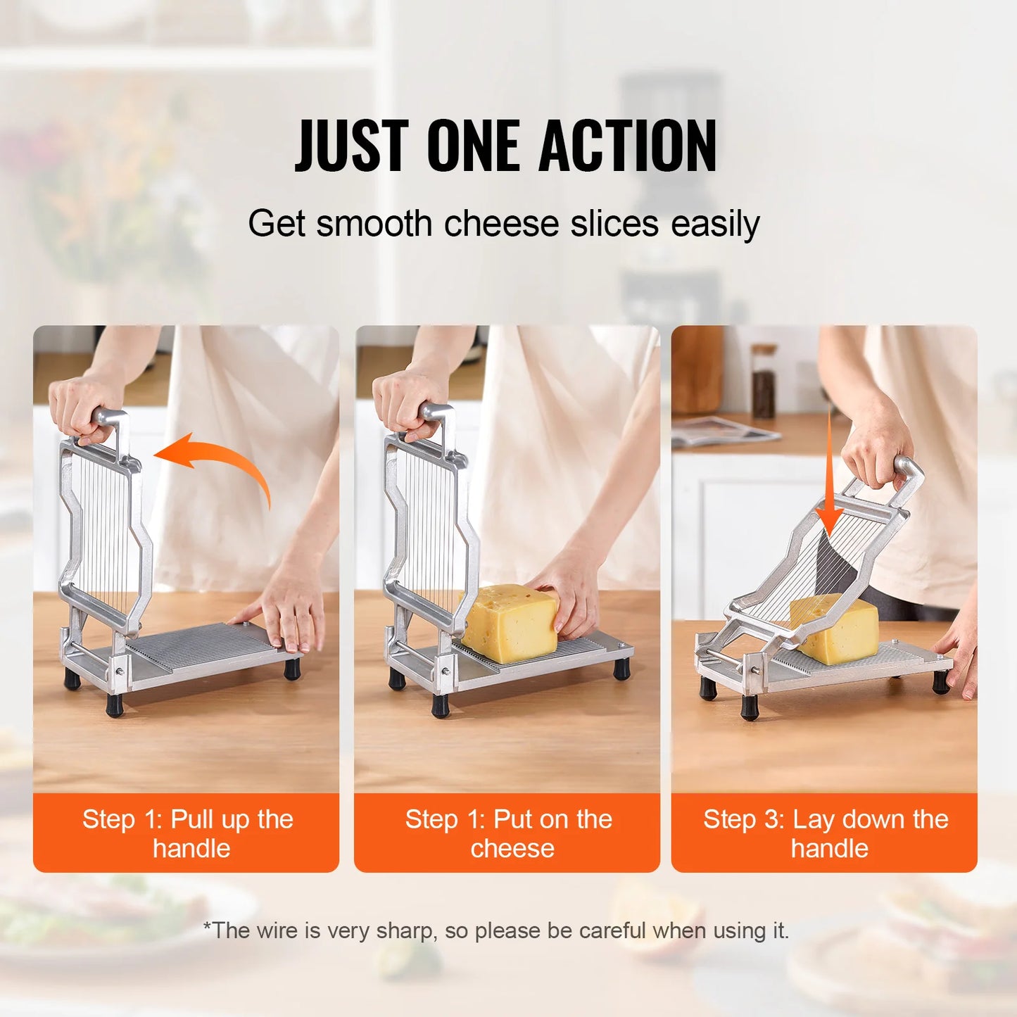Cheese Cutter With Dual Wire Blade Aluminum Alloy Stainless Steel
