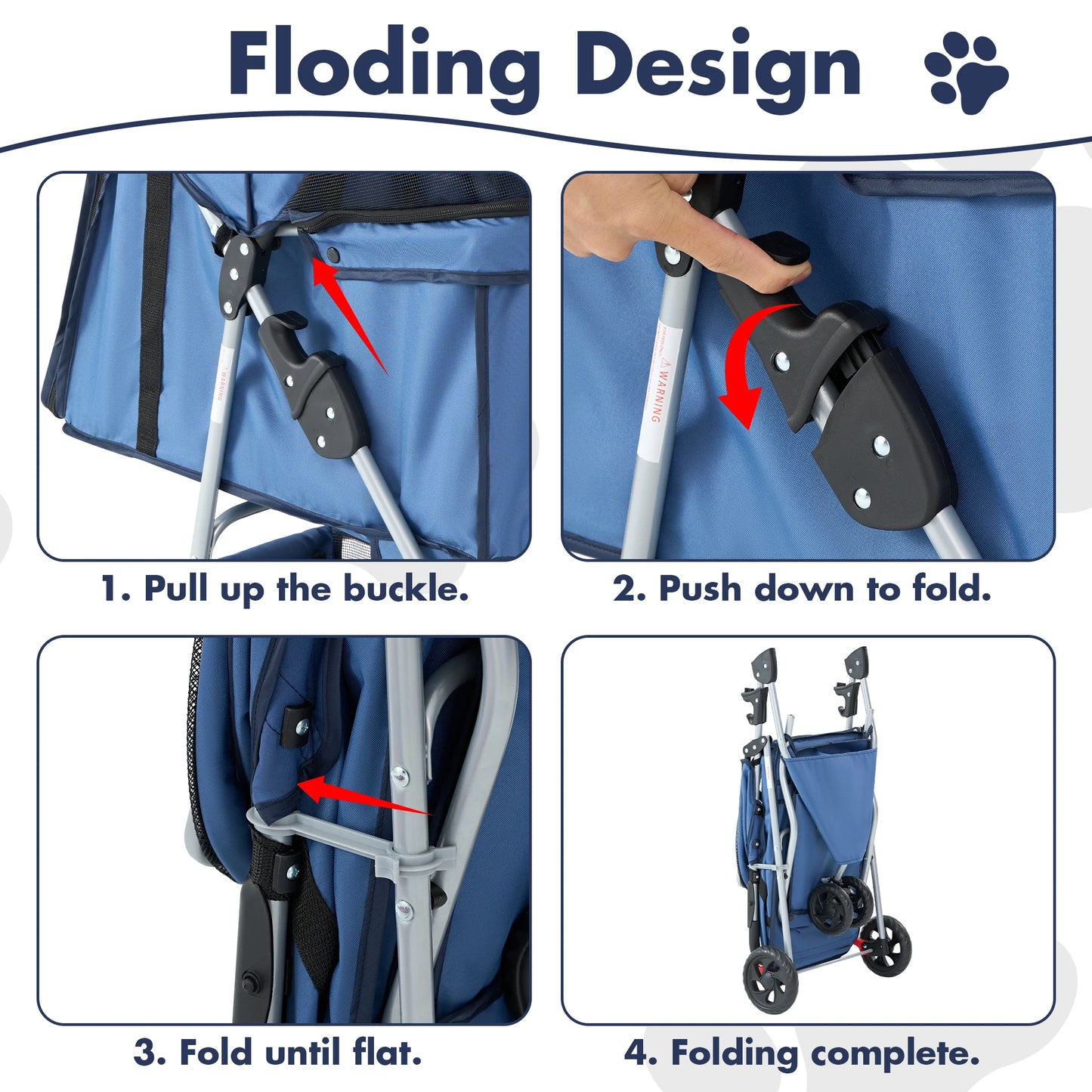 Foldable Pet Stroller Three Wheel for Small Dogs and Cats