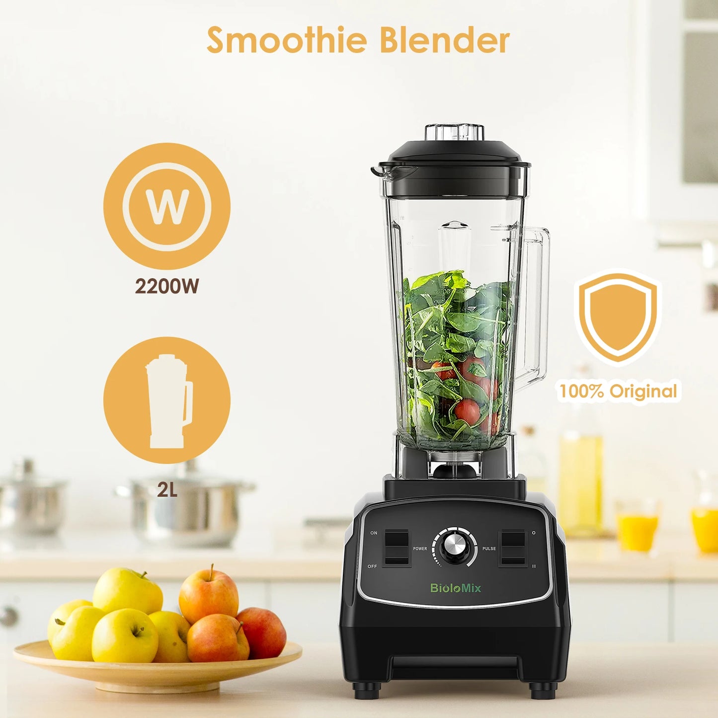 Biolomix 2200W Heavy Duty Commercial Blender Mixer Juicer