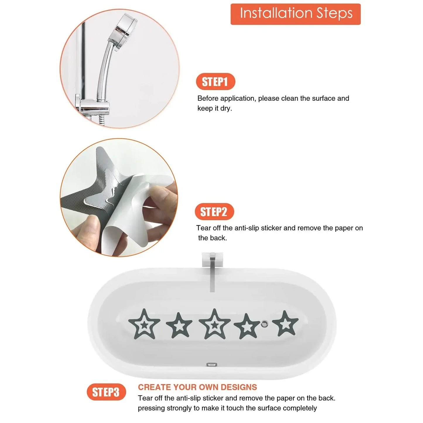 Anti Slip Shower Tread Stickers 10 Pack Bathtub And Shower