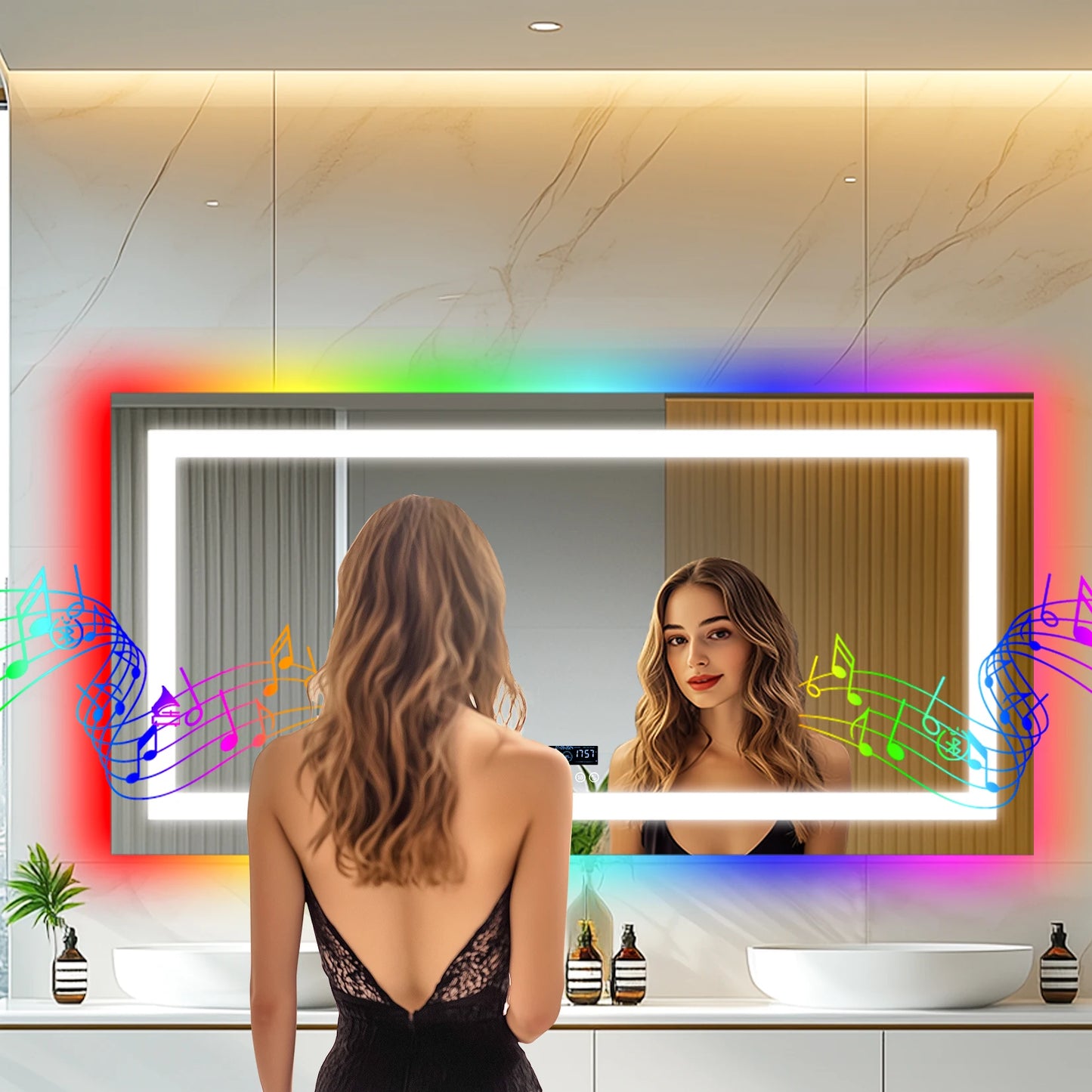 Wisfor LED Bathroom Mirror With Anti Fog RGB Dimmable Lights