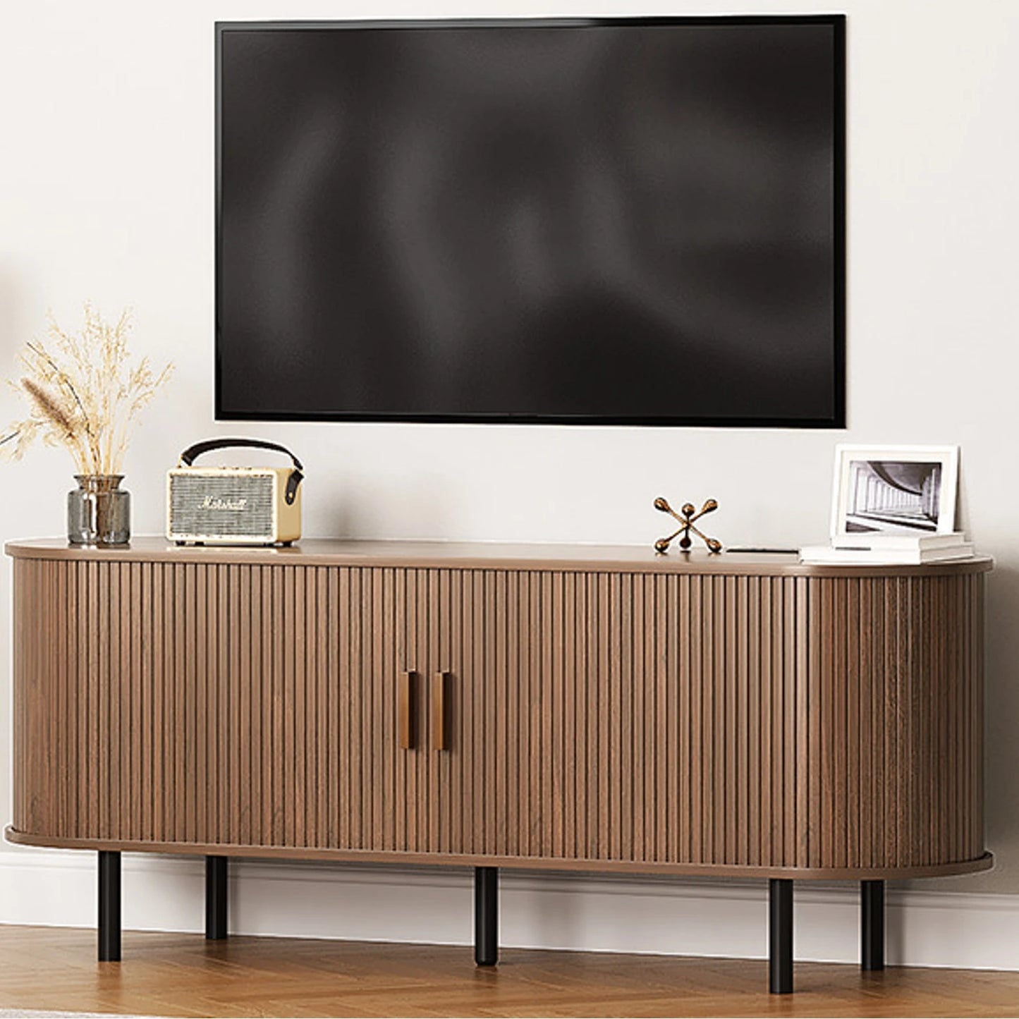 ONBRILL Modern TV Stand With Power Outlet And Storage