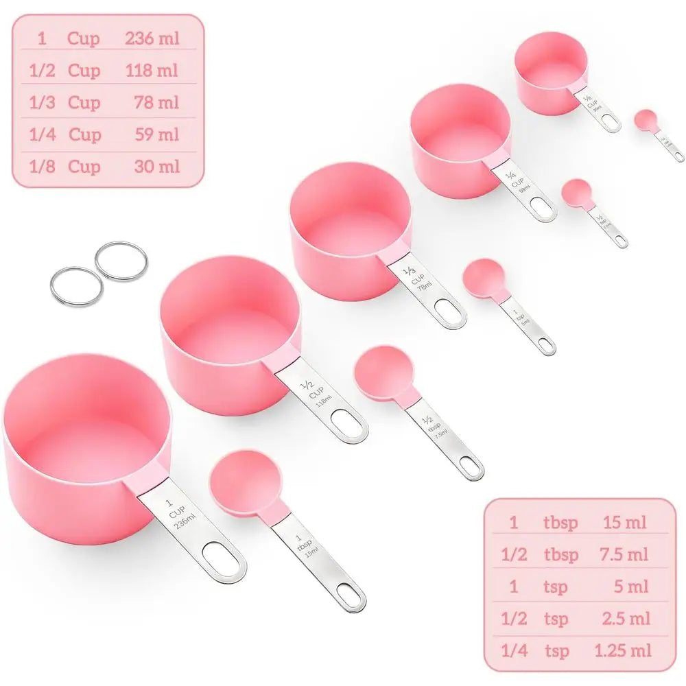 Measuring Cups And Spoons Set With Stackable Stainless Steel Handles