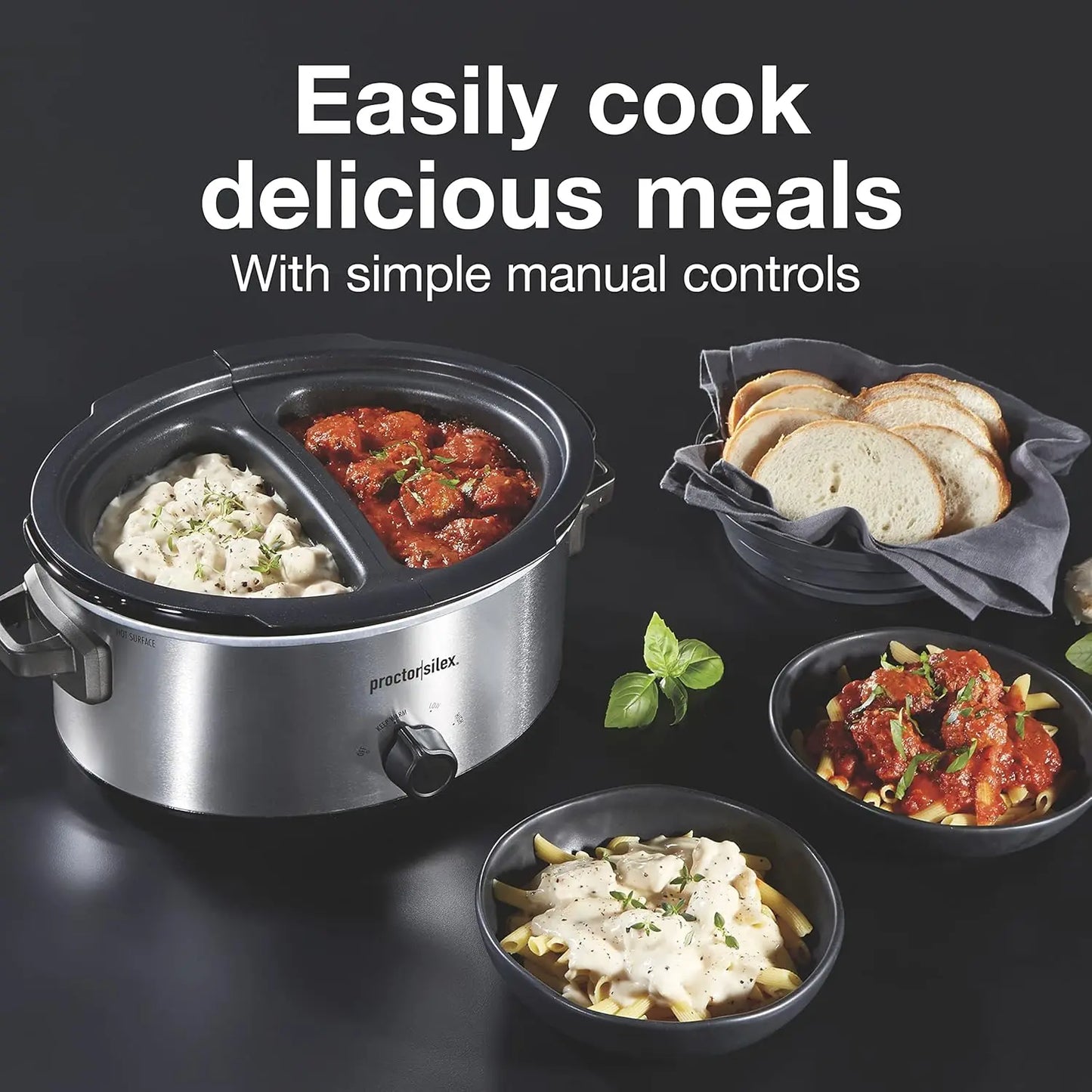 Abay Double Dish Slow Cooker With Dual Nonstick Inserts