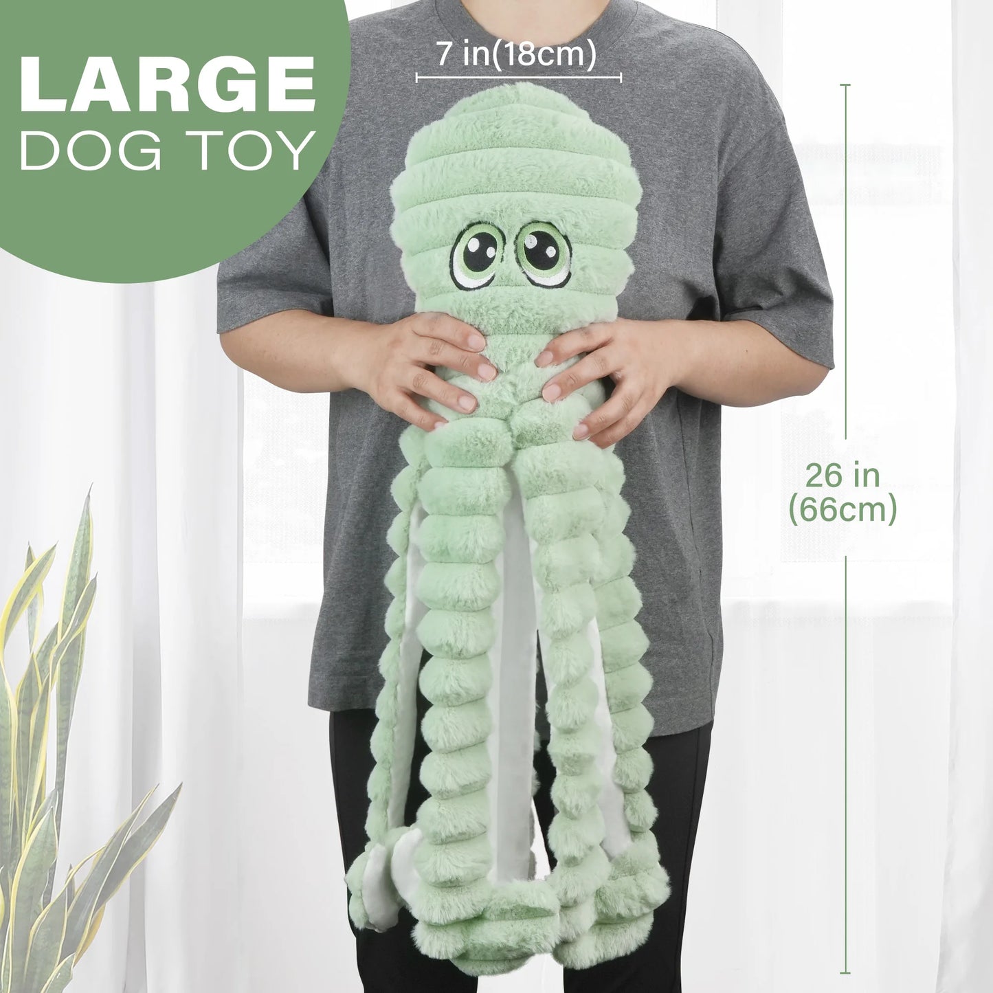Octopus Design Squeaky Plush Dog Toy Interactive Chew For Dogs