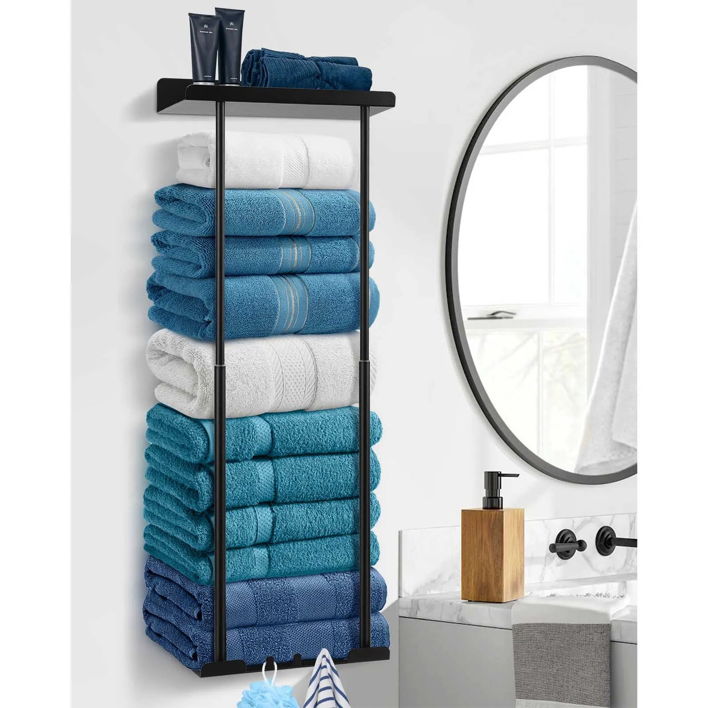 Stainless Steel Double Towel Rack Wall Mounted Bathroom Holder