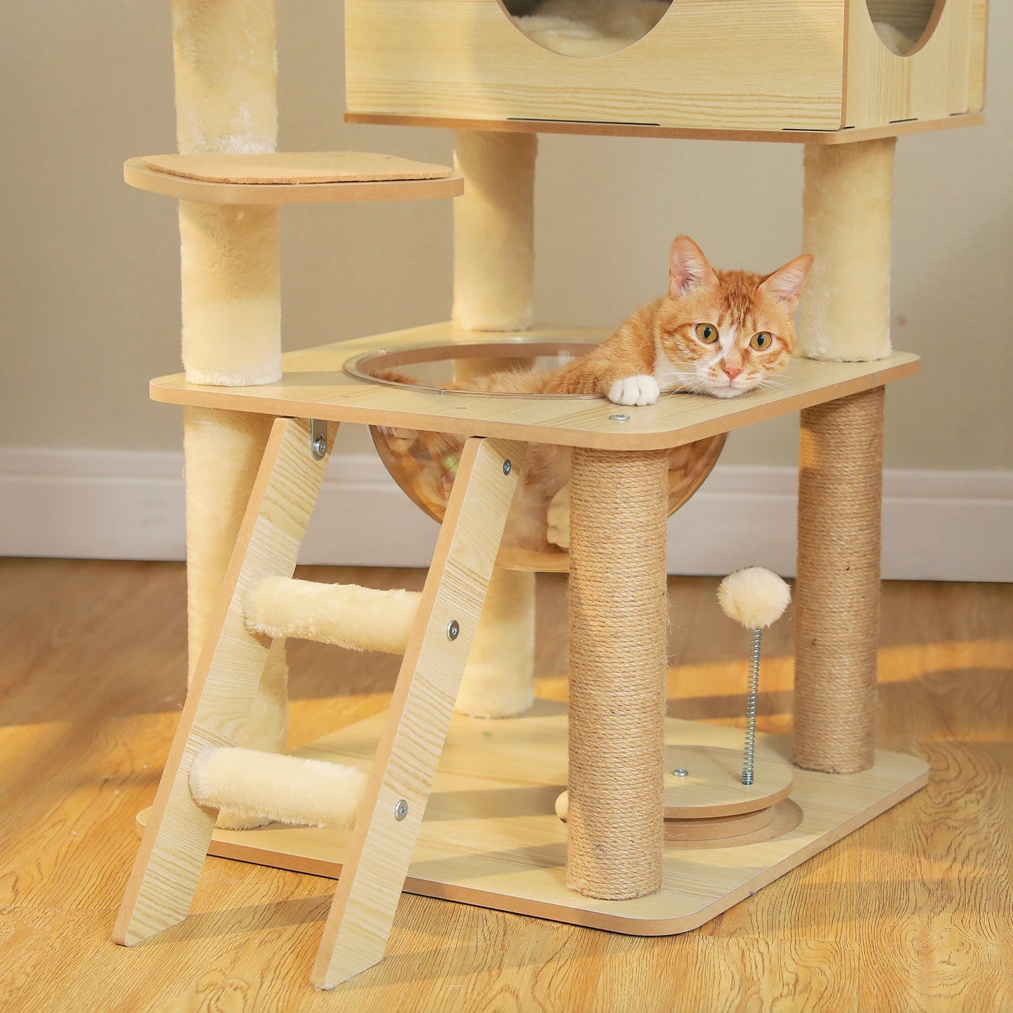 PAWZ Ro Multilevel Cat Tree Wood Tower With Scratching Posts