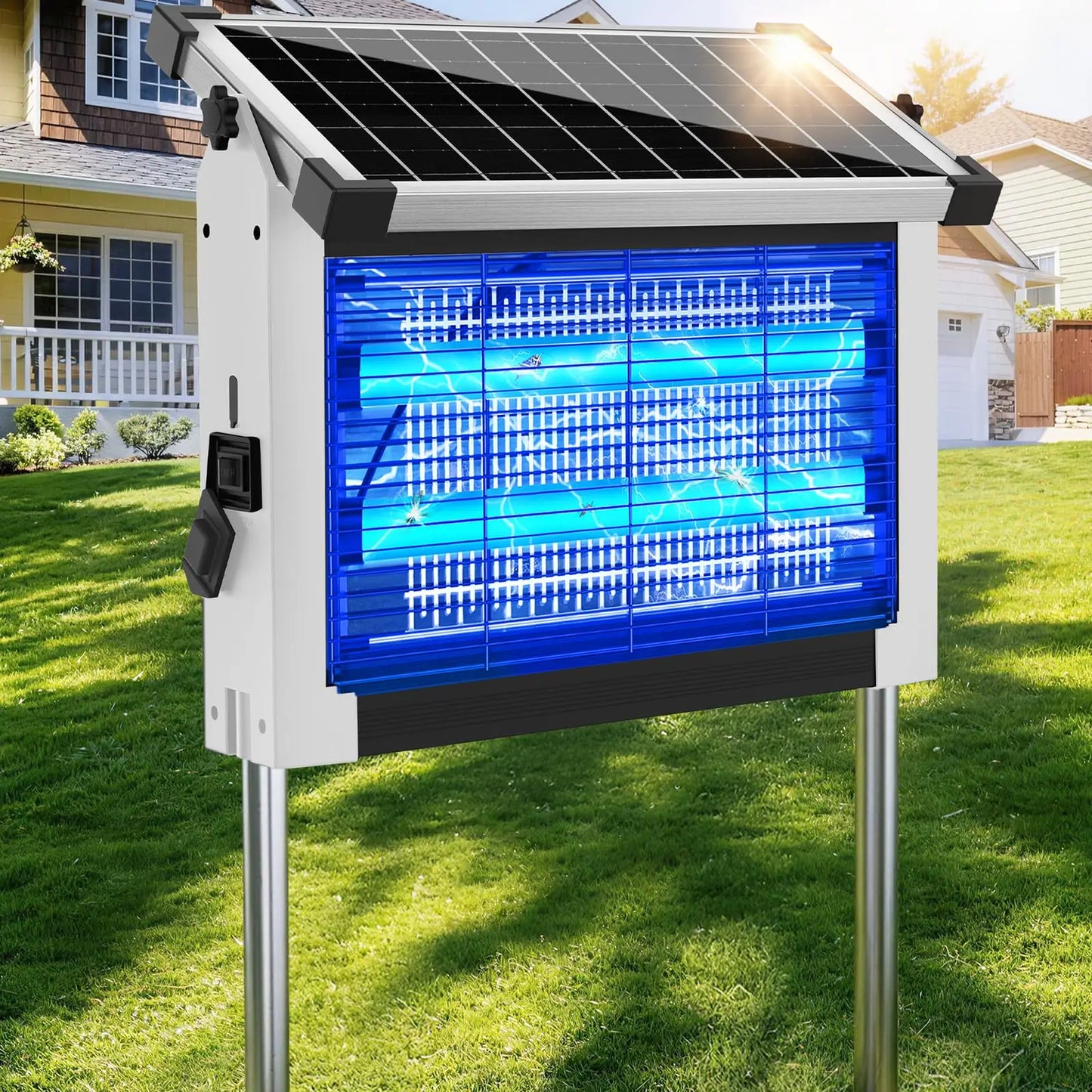 Solar Bug Zapper 4500V Waterproof Outdoor Mosquito Trap For Garden