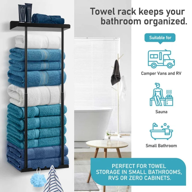 Stainless Steel Double Towel Rack Wall Mounted Bathroom Holder