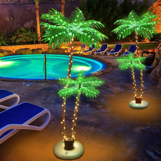 Solar Powered LED Tree Lights for Outdoor Pool Deck Decor